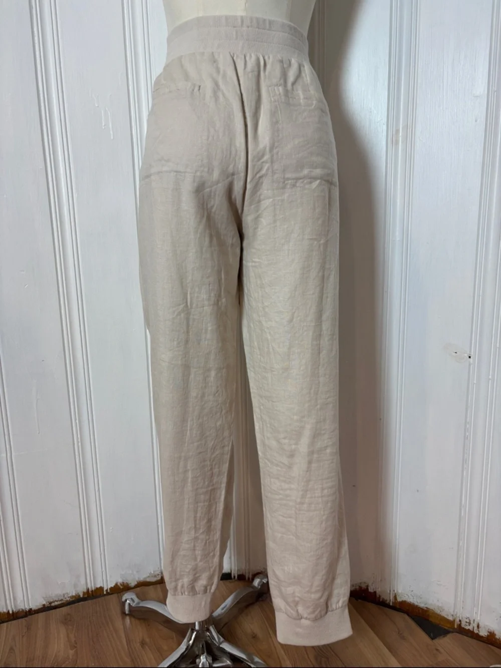 TRISTAN 100% Linen Set | Beige Jogger Pants & Sleeveless Button Shirt | Size XL - Picture 10 of 13
